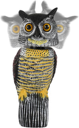 Glintoper Plastic Fake Owl Wagging Head Outdoor Statues 16.5 inch, Bird Scarecrow Horned Decoy, Bird Deterrents Scary Birds Away, Nature Enemy Pest Repellent for Outdoor Garden Yard Protectors
