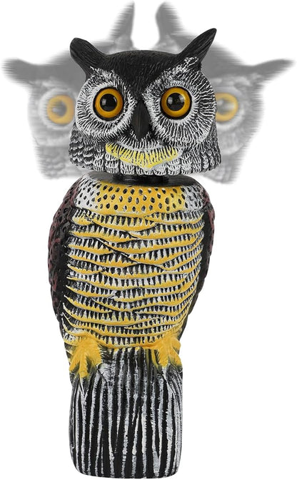 Glintoper Plastic Fake Owl Wagging Head Outdoor Statues 16.5 inch, Bird Scarecrow Horned Decoy, Bird Deterrents Scary Birds Away, Nature Enemy Pest Repellent for Outdoor Garden Yard Protectors