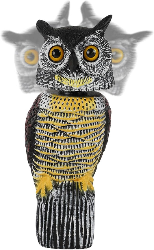 Glintoper Plastic Fake Owl Wagging Head Outdoor Statues 16.5 inch, Bird Scarecrow Horned Decoy, Bird Deterrents Scary Birds Away, Nature Enemy Pest Repellent for Outdoor Garden Yard Protectors