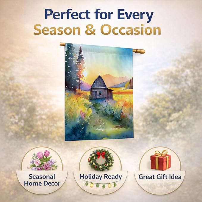 Caroline's Treasures Montana Bitterroot in Watercolor House Flag Large Porch Sleeve Pole Decorative Outside Yard Banner Artwork Wall Hanging, Polyester, House Size, Multicolor