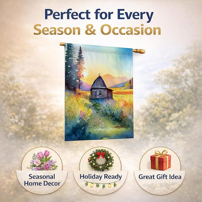 Caroline's Treasures Montana Bitterroot in Watercolor House Flag Large Porch Sleeve Pole Decorative Outside Yard Banner Artwork Wall Hanging, Polyester, House Size, Multicolor