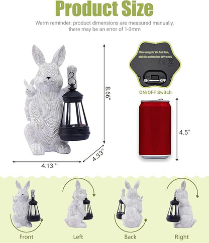 Rabbitcat Solar Bunny Garden Decor Statues: Outdoor Rabbit Decoration with Lights for Outside Yard Lawn Patio Balcony Ornament - Unique Gifts for Mom Grandma Women