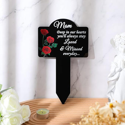Roowest Cemetery Grave Decorations Acrylic Memorial Stakes Grave Stake Markers Sympathy Garden Plaque Waterproof Remembrance Sympathy Gift for Cemetery Graveside Outdoors Yard(Mother)