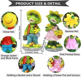2 Pcs Frog Garden Statue - Happy Frog Couple Statue for Home Garden Patio Frog Decoration, Frog Gift for Frog Lover(Pack of 2)