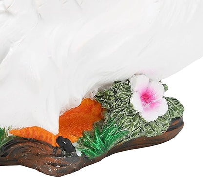 Agatige Garden Duck Ornament, Resin Duck Sculpture Statue Yard Patio Art Decor Sculptures Table Ornament for Outdoor Garden Yard (White Lying Duck)