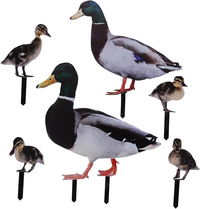 Garden Stake Decoration Ground Insert Lifelike Acrylic Stakes 6pcs Duck for Backyard