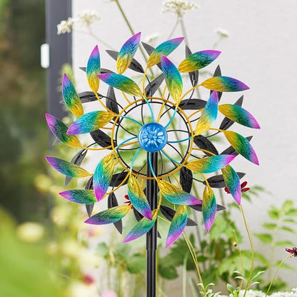 DREAMSOUL 360° Wind Spinners Outdoor, 13" Dia Wind Spinner with Metal Stake, Kinetic Two Way Spinner for Yard Garden Outdoor Decor