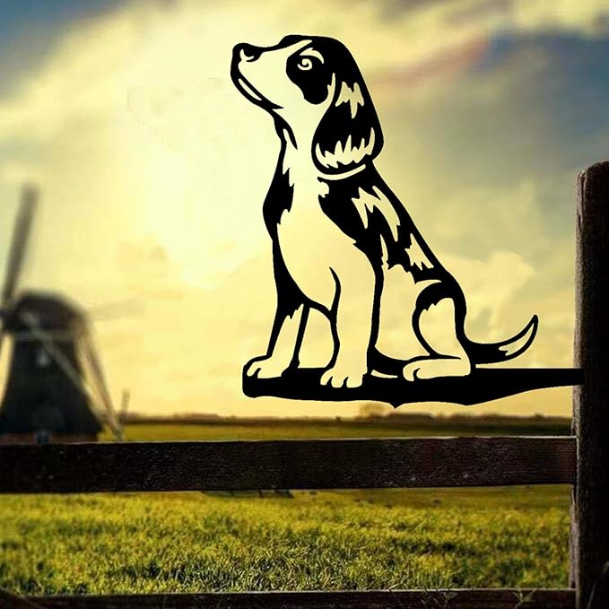 Metal Garden Dog Statue Ornament Gift Metal Art Dog Silhouette Decoration Steel Dogs Statue Decorative Garden Stakes for Yard, Lawn, Patio, Pathway (Beagle)