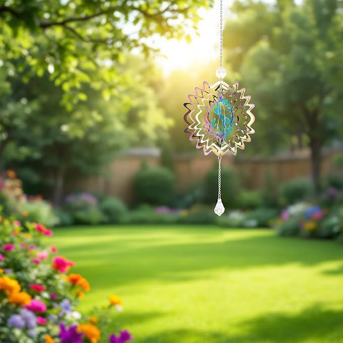 Dragonfly Wind Spinners Outdoors Stainless Steel Wind Sculpture Spinner for Garden Outside Hanging Decor Gradient Etched Metal Embellishments for Yarn Home Garden Decor 2Pcs