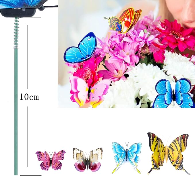 FENELY Butterfly Garden Decor Stakes,Double Wing Waterproof 3D Garden Ornaments Outdoor Decorations for Patio Lawn Yard PVC Gardening Art Christmas Whimsical Gifts