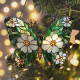 Daisy Fresh Butterfly Acrylic Suncatcher Stained Glass Effect Window Car Hanging Christmas Ornament Indoor Outdoor Decor Garden Sun Catcher Panel for Butterfly Lover for Women Mom Grandma