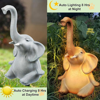 Solar Outdoor Elephant Statues Lights, 3 Pack New Upgraded Solar Garden Lights Outdoor Waterproof Solar Lights for Garden Decor, Christmas, Halloween, Yard, Lawn Elephant Lights