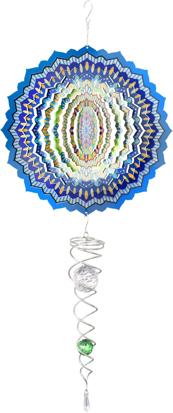 Navaris Garden Wind Spinner & Gazing Ball Spiral Tail Set - Hanging Ornaments & Windmill Spinners - Outdoor Windmills for The Garden, Trees, Balcony - Ideal Gifts for Men and Women