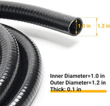 Pond Tubing ID 1” × 10ft Black Corrugated Flexible Reinforced Waterfall Pond Tube Sump Pump Hose, with 2 Stainless Steel Hose Clamps, for Garden Ponds, Waterfalls, Filter