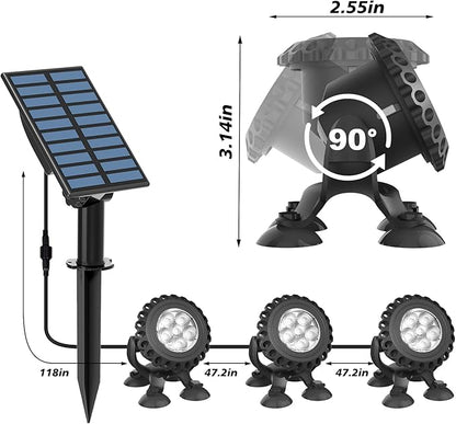 T-SUN Solar Pond Lights, 3-in-1 RGB Solar Underwater Pond Lights, IP68 Waterproof Sustainable Submersible Light for for Pond, Garden, Patio, Fountain, Pool, Waterfall Decoration