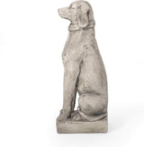 Merax MGO Antique White Dog Garden Statue - Outdoor Cast Stone Decor, Vintage-Style Yard Art, Weather-Resistant Patio Sculpture, No Assembly Required (31.5" H x 13" W)