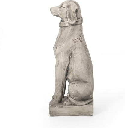 Merax MGO Antique White Dog Garden Statue - Outdoor Cast Stone Decor, Vintage-Style Yard Art, Weather-Resistant Patio Sculpture, No Assembly Required (31.5" H x 13" W)