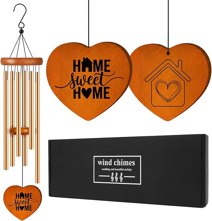 House Warming Gifts New Home, 25.5" Aluminum Wind Chimes for Outside with Heart Catcher, House Warming Gifts for Couple, Friends, New Home Gift Ideas for First Home, New Apartment, House, Home Decor