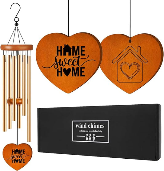 House Warming Gifts New Home, 25.5" Aluminum Wind Chimes for Outside with Heart Catcher, House Warming Gifts for Couple, Friends, New Home Gift Ideas for First Home, New Apartment, House, Home Decor