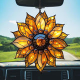 Sunflower Faux Mosaic Acrylic Suncatcher Stained Glass Effect Window Car Hanging Christmas Ornament Indoor Outdoor Decor Garden Sun Catcher Panel for Sunflower Lover for Women Mom Grandma