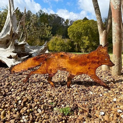 enttgo Rustic Metal Fox Garden Stakes Sneaky Animal Garden Stakes Decoratives 3D Animal Shape Yard Art Sculptures for Home Decorations(19.69''X10.24''X1.18'')
