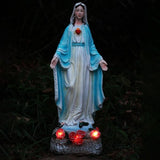 Garden Mary Statue,Solar Outdoor Virgin Mary Statues,Blessed Mother Statue with Solar Flower Ligths,Home/Garden Decor, Religious Gift to Women/Mom(11.81" H)