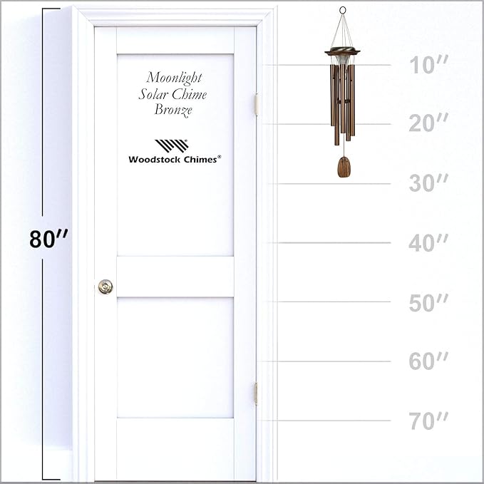 Woodstock Chimes Signature Collection, Moonlight Solar Chime, 29'' Bronze Decor Designs - Solar Chimes Wind Chimes for Outdoor, Patio, Home or Garden Décor (MOONBR)