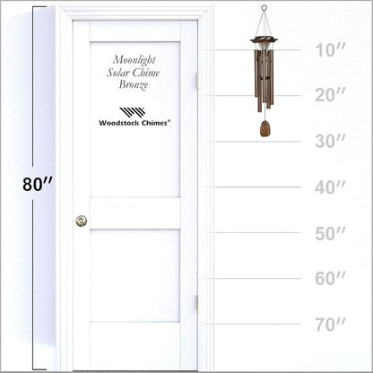 Woodstock Chimes Signature Collection, Moonlight Solar Chime, 29'' Bronze Decor Designs - Solar Chimes Wind Chimes for Outdoor, Patio, Home or Garden Décor (MOONBR)
