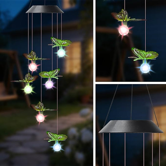 Solar Butterflies Wind Chimes for Outside Garden, Patio, Yard – Decor for Festivals/Birthday/Christmas, for Women Mom Home Garden Patio Decor