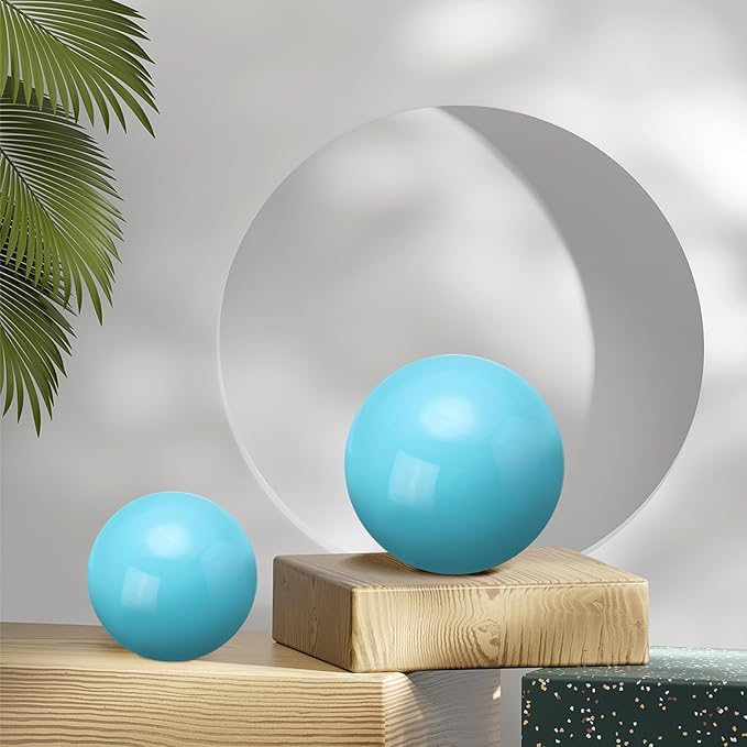 uxcell 2 Pcs Gazing Globe Decor Ball 2.5 Inch 63mm Reflective Garden Sphere Hollow Ball, Seamless Stainless Steel Gazing Ball, Smooth Mirror Globe for Garden Home Decor, Sky Blue