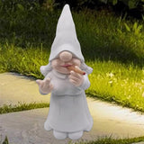 MINICAR Middle Finger Lady Gnome Statue Outdoor Decor, Naughty Smoking Sculptures Garden Yard Decorations, 8'' Tall