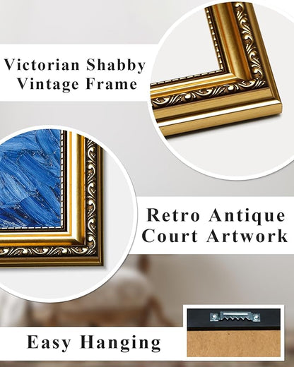 ARPEOTCY Vintage Gold Framed Wall Art, Nature Streamside Retro Paintings, 8x10 inch Small Canvas Prints Artwork with Antique Frame, Victorian Wall Pictures Decor for Living Room Gallery Room Shelf