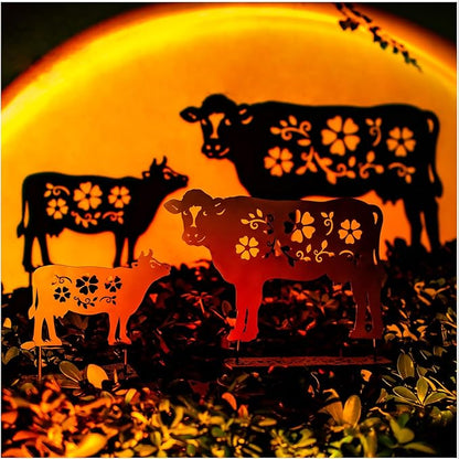 Cow Metal Decorative Garden Stakes Cow Gifts for Women Men Mom Birthday Gifts Silhouette Statues for Garden Decor, Yard Art, Patio, Outside, Lawn Ornaments, Outdoor Decorations