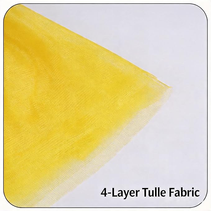 Porch Goose Outfits Four-Layer Mesh Skirt Goose Outfit with Bow Tie Hat for 17-23" Lawn Cement Plastic Geese Statue for Garden Yard Decor Accessories(Yellow)