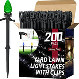 200 Pack Christmas Light Stakes 8.5"-10" for C7 and C9 String Lights,Outdoor Light Stakes,Yard Stakes,Garden,Lawn,Pathway, Patio, Path, Walkway, Christmas Decoration