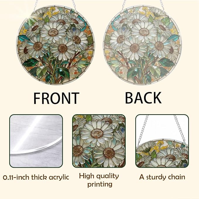 Window Hanging Flower Suncatcher Ornament, Home Garden Decor, Indoor Window Wall Art, Flower Decor Gifts for Women Mom Teacher, Wedding Birthday Christmas Celebration Gifts