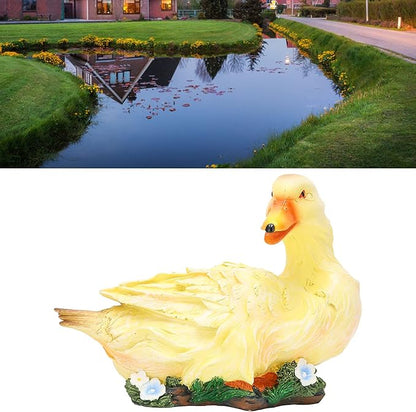 Agatige Garden Duck Ornament, Resin Duck Sculpture Statue Yard Patio Art Decor Sculptures Table Ornament for Outdoor Garden Yard (Yellow Lying Duck)