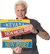SmartSign 4 x 14 inch Welcome To New Jersey State Vintage Metal Sign, 40 mil Rustproof Aluminum with Clear Overcoat, Retro Wall Décor, Multicolor, Made in USA