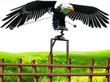 Garden Eagles Stake Ornament Art Bird Flapping Windmill Outdoor Metal Stake Rocking Balancing Flying Wind Spinner Yard Vintage Sculptures,Black,116 * 41cm