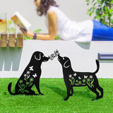 Decorative Garden Stakes - 2 Pack 15" Rust-Resistant Metal Dog Silhouette Outdoor Decor, Corten Steel Puppy Yard Art with Easy Installation for Gardens, Patios & Walkways (Black Lab Design)