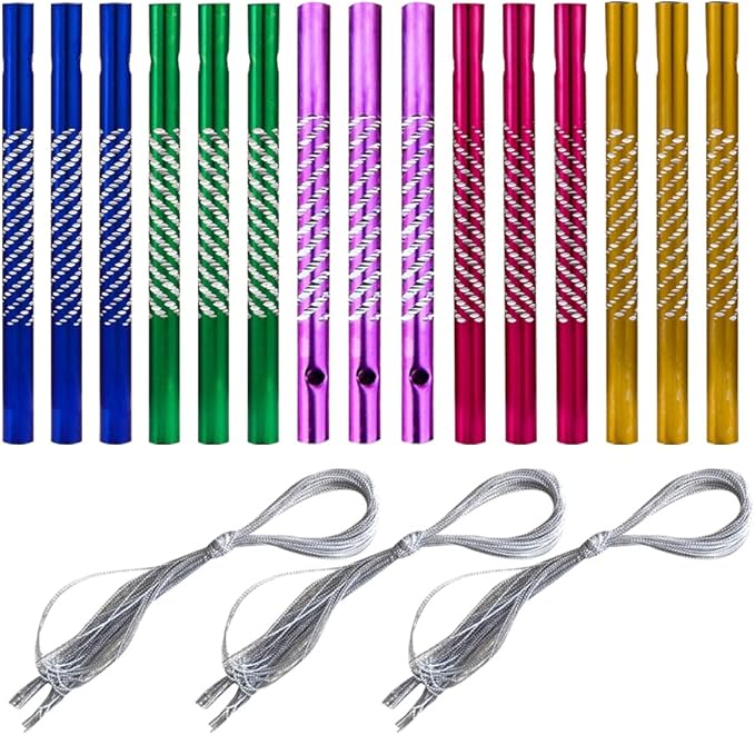 50 Pcs Colorful Aluminium Wind Chime Tubes Craft Windchime Tubes DIY Hanging Wind Chime Set Small Windchime Metal Tube with 20 Strips Threads for Garden Outdoor