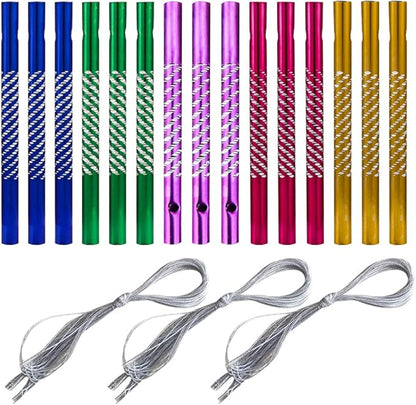 50 Pcs Colorful Aluminium Wind Chime Tubes Craft Windchime Tubes DIY Hanging Wind Chime Set Small Windchime Metal Tube with 20 Strips Threads for Garden Outdoor