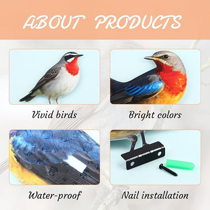 5 Pcs Vivid Bird Yard Decorations Natural Fence Decorations Outdoor Artificial Bird Color Painted 2D Sculptures for Outdoor Fences, Garden, Patio and Bird Lovers (Vivid Bird)