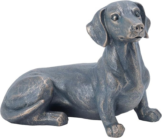 Dachshund Decor Garden Outdoor Statue – 14Inch Hand-Painted Dog Statue for Yard Décor Collectible Dachshund Figurine for Dog Lovers and Dachshund Owners 14 * 7.6 * 10.8 Inch