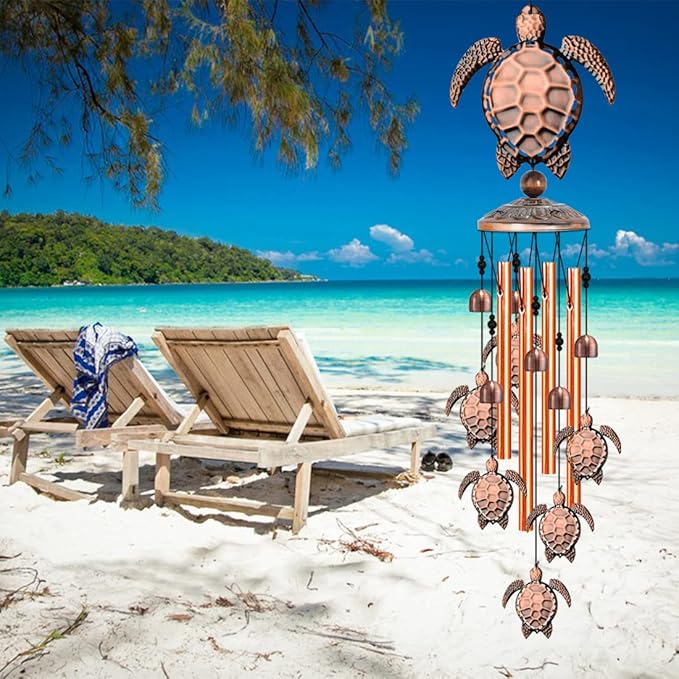 JUNQIU Turtle Wind Chime,Sea Turtle Gifts for Women,Wind Chimes for Outside,Turtle Decor for Outdoor Garden Yard Home, Turtles Gifts for Turtle Lovers,Beach Wind Chimes for Outside with S Hook