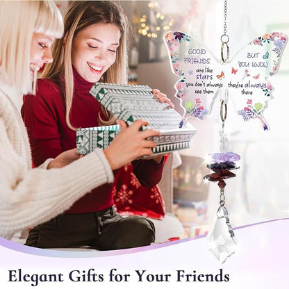 Funnli Best Friend Birthday Gifts for Women Crystal Suncatcher, Galentines Day Gifts for Friend Women Sister, Birthday Mothers Day Retirement for Friends Window Hangings Home Decoration