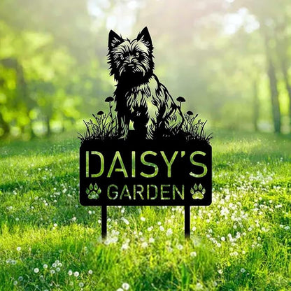 Custom Cairn Terrier Dog Metal Memorial Garden Stake Personalized Pet Grave Marker Name Sign Remembrance Stake Decor Sympathy Dog Loss,Outdoor Statues for Yard Garden Lawn Patio Pathway Grave.