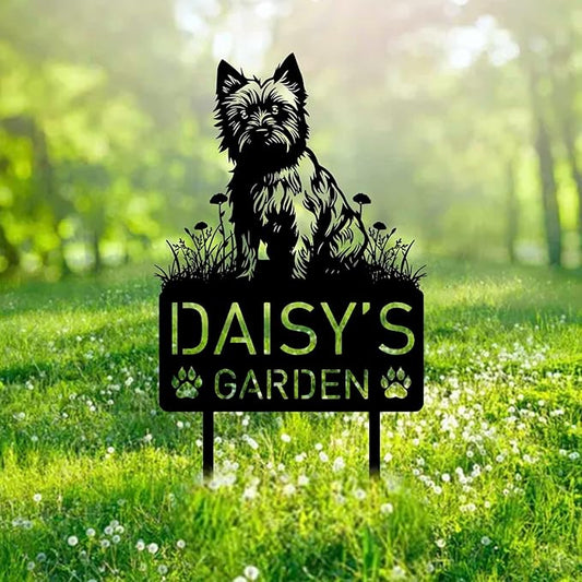 Custom Cairn Terrier Dog Metal Memorial Garden Stake Personalized Pet Grave Marker Name Sign Remembrance Stake Decor Sympathy Dog Loss,Outdoor Statues for Yard Garden Lawn Patio Pathway Grave.