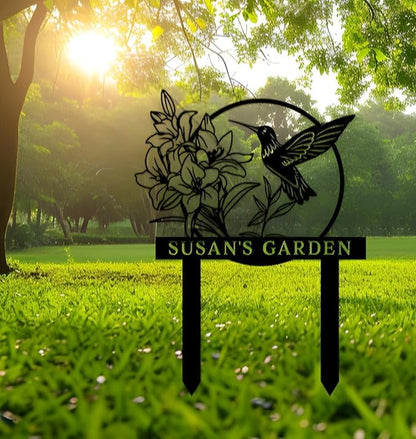 Personalized Metal Flower Garden Sign with Stake,Bird Garden Decor for Outdoor,Patio Yard Decor,Gifts for Gardeners style 11