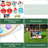 10-Piece Set Back to School Yard Signs with Stakes, Assorted Apple, Owl, and School Bus Designs for Outdoor Garden and Lawn Decoration, 11.7 x 11.8 Inches Plastic Signs for Welcome School Party Favor